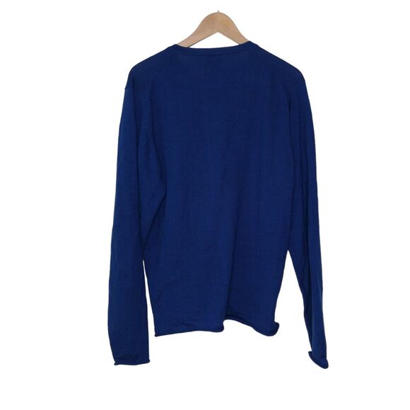 Neiman Marcus Men's Sz XL Lapis Blue Merino Wool Blend Sweater Preppy - Picture 3 of 9